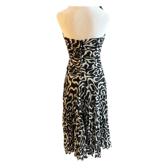 Vintage Escada Silk Halter Midi Dress Size 36 Us 6 Drop Waist Black White Gown - Picture 7 of 16